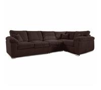 Delta Large Long Narrow 5 Seater Corner Sofa Right Hand Facing Jumbo Cord L Shape Furnishings For Less UK Brown Large