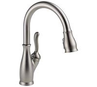 Delta Leland Brushed Nickel Kitchen Faucet with Pull Down Sprayer, Traditional Single Hole Kitchen Sink Faucet, Single Handle, SpotShield Stainless 9178-SP-DST