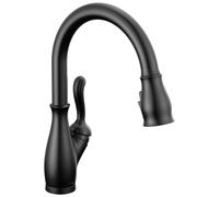 Delta Leland Matte Black Touch Kitchen Faucet with Pull Down Sprayer, Traditional Single Hole Touch On Kitchen Sink Faucet, Single Handle, Matte Black 9178T-BL-DST