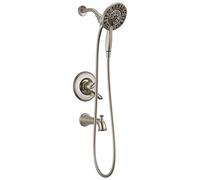 Delta Linden 17 Series Dual-Function Tub and Shower Trim Kit with 2-Spray In2ition 2-in-1 Hand Held Shower Head with Hose, Stainless T17494-SS-I (Valve Not Included)