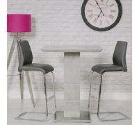 delta marble effect bar table with 2 grey seattle stools