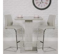 delta marble effect bar table with 2 taupe seattle stools