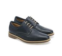 Delta Men's Premium Leather Lace-Up Shoes, Casual, Smart, Workwear, Medium Fit (Navy, Size 9)