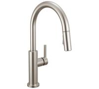 Delta Nicoli Brushed Nickel Kitchen Faucet with Pull Down Sprayer, Modern Single Hole Kitchen Sink Faucet, Single Handle, Stainless Steel 19867LF-SS