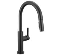 Delta Nicoli Kitchen Faucet with Pull Out Sprayer, Matte Black Kitchen Sink Faucet, Modern Kitchen Faucet with Sprayer, Single Hole Kitchen Faucet, Matte Black