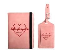 Delta Phi Epsilon Passport and Luggage Tag Travel Accessories Set, Officially Licensed Delta Phi Epsilon Sorority Gift for Women