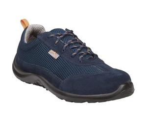 Delta Plus COMOSPBL40 Low Shoes in Suede Split Leather with Mesh Inserts - S1P Src, Navy Blue, EU Size 40 / UK 7