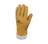 Delta plus Leather Gloves - Glove for Cold Cow Flower Yellow Lining Size 10