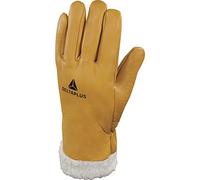 Delta Plus Leather Gloves - Glove for Cold Flower Beef Lining Yellow Size 8