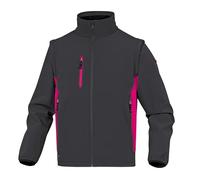 Delta Plus MYSE2GJGT MYSEN2 Softshell Jacket 96% Polyester 4% Elasthane - Removable Sleeves, Grey/Fuchsia, Size XS