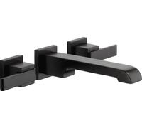 Delta T3567LF-BLWL Ara Two Handle Wall Mount Lavatory Faucet Trim, Matte Black