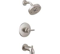 Delta Trinsic 14 Series Single-Function Tub and Shower Trim Kit with Single-Spray H2Okinetic Shower Head, Stainless T14459-SS (Valve Not Included)