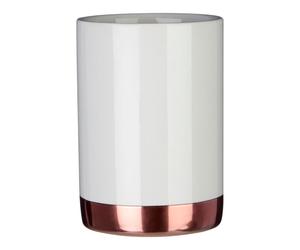 Delta White Copper Stoneware Toothpaste Holder Toothbrush Tumbler Bath Organiser
