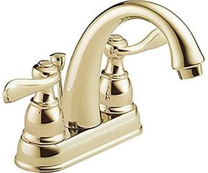 Delta Windemere B2596LF-PB Two Handle Centerset Bathroom Faucet, Polished Brass