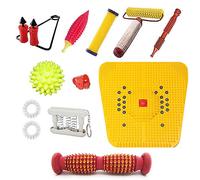 Deltakart Acupressure Massager Combo Tools Set With Bio-Magnetic Power Foot Mat & Foot Roller (Magneto-Therapy) (Pyramidal Cuts)
