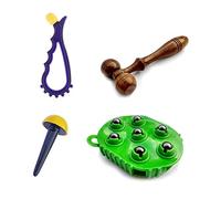 Deltakart MS435 Acupressure Massager Combo Kit Set With 7 Balls Brush Massager & Wooden Face Massager - Premium (Natural Care)