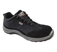 Deltaplus ASTISPNO41 Low Shoes in Suede Split Leather with Mesh Inserts - S1P SRC, Black, Size 7