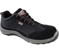 Deltaplus ASTISPNO42 Low Shoes in Suede Split Leather with Mesh Inserts - S1P SRC, Black, Size 8