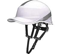 Deltaplus DIAM5UPBCFL Shape Baseball Industrial Safety Helmet + Chin Strap - Rotor System, White, Adjustable Size