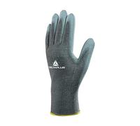 Deltaplus VE702PG09 Polyester Fine Knit Palm Glove, Grey, Size 09
