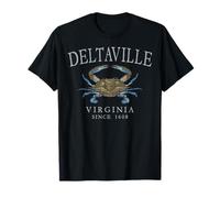 Deltaville Virginia Blue Claw Crab Since 1608 Grey Letters T-Shirt