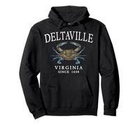 Deltaville Virginia Blue Crab Since 1608 White Letters Pullover Hoodie