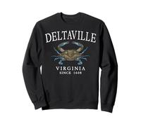 Deltaville Virginia Blue Crab Since 1608 White Letters Sweatshirt