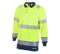 Beeswift Deltic Hi-Vis Two-Tone Polo Shirt L/S Sat Yellow/Navy Small - Pack of 1