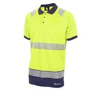 Deltic Beeswift Hi-Vis Two Tone Short Sleeve Polo Shirt Saturn Yellow/Navy XL