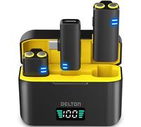 Delton M27 Wireless Lavalier Microphones, Lapel Mics with USB-C Connector, Intelligent Noise Cancelling, Omnidirectional Lapel Microphone for Video Recording, Interview, Podcast, Vlog - Black