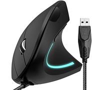 Delton S12 Ergonomic Vertical Wired Mouse, 6 Buttons, 3 Adjustable DPI Levels (800/1200/1600) & 3D Scroll Wheel, Compatible for PC, Laptop, Mac, Chromebook - Black
