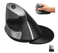 Delton S22 Vertical Wireless Mouse, Ergonomic Design, 2.4G USB Dongle, 6 Buttons, 3 Adjustable DPI Levels (800/1600/2400), Removable Palm Rest, Silent Click & Durable for PC, Laptop, MacBook - Black