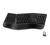 Delton Wireless Ergonomic Keyboard, 2.4G USB Dongle Full-Size Keyboard with Comfortable Wrist Rest, Quiet and Responsive 105 Keys with Full Numpad, Compatible with PC, Mac, and Smart Devices - Black