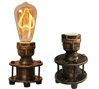 DELUCE Vintage Industrial Table Lamp Base for E27 Edison Bulb, Steampunk Antique Accent Lamp, Retro Desk lamp Decoration Bedside for Living Room Bedroom Coffee House Bar (Bulbs Not Included)