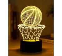 Deluisho Basketball 3D Illusion Night Light for Kids, 16 Colors Dimmable LED Lamp with Remote & Touch Control, USB/Battery Powered, Suitable Basketball Gifts for Boys and Girls