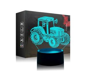 Deluisho Tractor 3D Night Light, Tractor 3D Illusion Lamp, Tractor LED Night Light, 7 Colors Touch Control USB Powered Magical 3D Visual Lamp for Home Decoration
