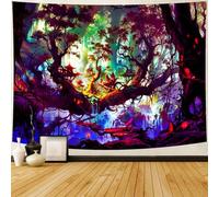 Delur Fantasy Forest Tapestry Nature Landscape Mystical Tapestry Enchanted Magical Forest Tree Tapestry Psychedelic Wall Hanging Headboard Tapestry for Bedroom Living Room Home Decor (C2, 51.2" x