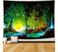 Delur Fantasy Forest Tapestry Nature Landscape Mystical Tapestry Enchanted Magical Forest Tree Tapestry Psychedelic Wall Hanging Headboard Tapestry for Bedroom Living Room Home Decor (C3, 51.2" x