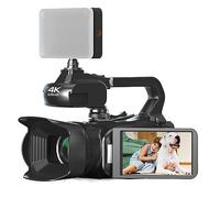 DELURA 64MP 4K 60FPS Camcorder Live Stream Vlog Video Camera WIFI Webcam 4 Inch Rotate Touch Screen 18X Digital Camera Recorder HD camera (Color : No SD Card, Size : With Light)