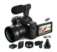 DELURA Compact Digital Photography Camera 4K WIFI Web Cam Vintage Vlog Video Recorder 48MP Camcorder Flip Screen HD camera (Color : No Card, Size : Package 1)