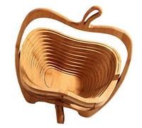 DELURA Fruit Holder Table Bamboo Fruit Basket Folding Vegetable Bowl Collapsible Foldable Wood Fruit Bowl Trivets Pot Mat Hot Pan Pads for Kitchen Table Vegetable Basket Countertop/184