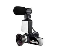 DELURA Night Vision 2K Camcorder 16X Zoom Infrared Vlogging Video Camera 2.7K 30MP Portable Digital Recorder Live Streaming HD camera (Color : With 128G SD Card, Size : MIC LENS LIGHT)