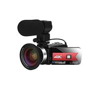 DELURA Wide Angle Lens 56MP Digital Video Camera For Live Streaming 4K UHD Camcorder Night Vision Microphone Vlog Recorder HD camera (Color : Red, Size : 32G SD Card)