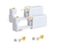 Delusion Tattoos Disposable Ear piercing guns unit kit x2 with preloaded 2mm tiffany cut clear crystal claw setting stainless steel 24k gold plated - Easy to do at home by self