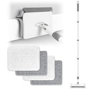 DELUX Baseboard Cleaner Tool with Handle, Baseboard Cleaner with Extendable Long Handle, 4 Reusable Cleaning Pads Wall Cleaner for Baseboards Cleaning, Ceiling, Wall, Floor, Shower Bathroom Kitchen