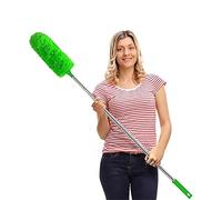 DELUX Microfiber Feather Duster Extendable Duster with 100 inches Extra Long Pole, Bendable Head & Long Handle Dusters for Cleaning Ceiling Fan, High Ceiling, Blinds, Furniture & Cars Green