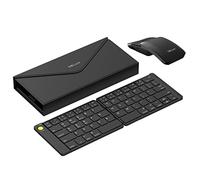 DeLUX PockCombo Foldable Bluetooth Keyboard Mouse Set Wireless, US Layout, Portable Mini Size, Rechargeable, Multi-Device, 1600 DPI, Lightweight, for Laptop/PC/Mac (MF10+KF10-Black)
