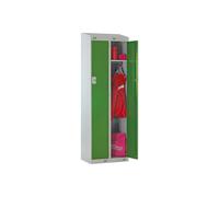 Deluxe 1 Door Locker Nest of 2 With Sloping Top, 60wx45dx180h (cm), Cam Lock, Green