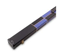 Deluxe 1 Piece 2 Slot Blue Chequered Cue Case with Plastic Ends and Chalk Compartment Holds 2 Cues - Black and Blue Interior