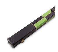 Deluxe 1 Piece 2 Slot Green Chequered Cue Case with Plastic Ends and Chalk Compartment - Black and Green Interior